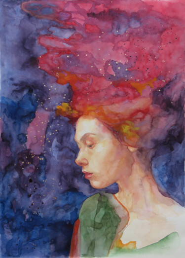 Painting titled "Stardust" by Dunja Jung, Original Artwork, Watercolor