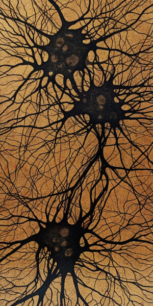 Painting titled "Astrocytes VIII" by Natalia Bienek, Original Artwork, Acrylic Mounted on Wood Stretcher frame