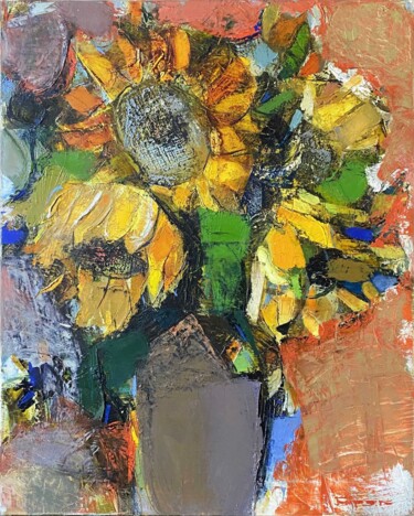 Painting titled "Sonnenblumen" by Borys Buryak, Original Artwork, Oil