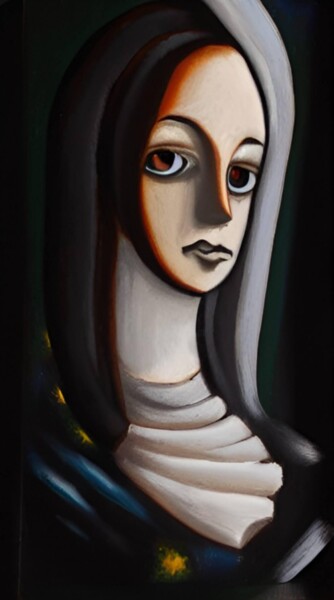 Painting titled "Marronna" by Adam Shinkstall, Original Artwork, Oil Mounted on Wood Stretcher frame
