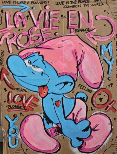 Painting titled "La vie en rose Cart…" by Art Hugo, Original Artwork, Acrylic