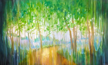Painting titled "Renewal of Springti…" by Gill Bustamante, Original Artwork, Oil Mounted on Wood Stretcher frame