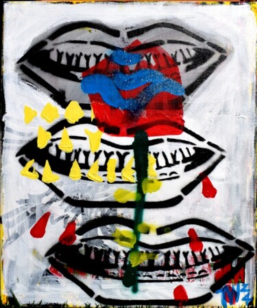 Painting titled "THORNY ROSE PARADIGM" by Jonathan Wain, Original Artwork, Spray paint Mounted on Wood Stretcher frame