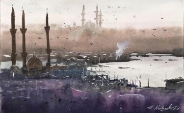 Painting titled "Istanbul" by Samar Alzaidy, Original Artwork, Watercolor