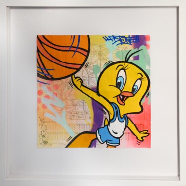 Painting titled "Titi Basket" by Fat, Original Artwork, Acrylic Mounted on Wood Stretcher frame