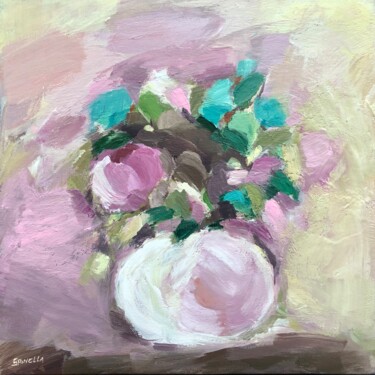 Painting titled "Boutons de roses" by Johanne Spinella, Original Artwork, Acrylic