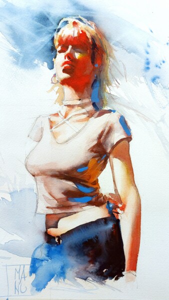 Painting titled "Lea" by Manu Toxxic, Original Artwork, Watercolor