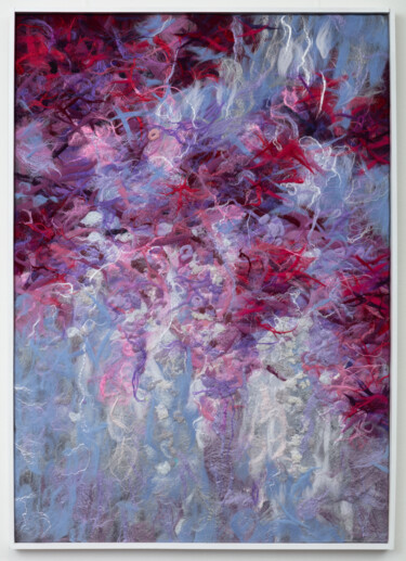 Painting titled "“Passion of a Bloom…" by Olesia Tkachenko, Original Artwork, Textile fiber Mounted on Wood Stretcher frame