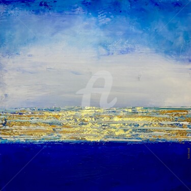Painting titled "Blue horizon" by Brigitte Dravet, Original Artwork, Acrylic Mounted on Wood Stretcher frame